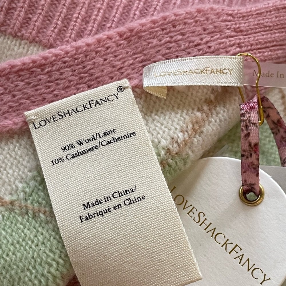 LOVESHACKFANCY Louanne Scarf - Cashmere & Wool Blend - Palm Beach Multi - New - Picture 3 of 5